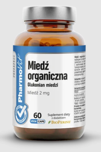 MIEDŹ ORGANICZNA (2 mg) BEZGLUTENOWA 60 KAPSUŁEK - PHARMOVIT (CLEAN LABEL)